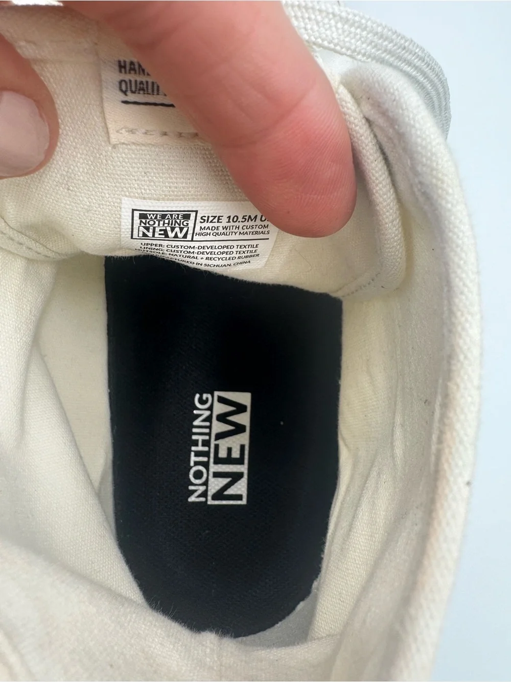 Nothing New White High Top Sneakers Sustainable Canvas Men’s 10.5
